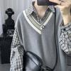 Мужской шерстяной жилет в стиле колледжа: Модный, Художественный и Без рукавов для Осени и Зимы
