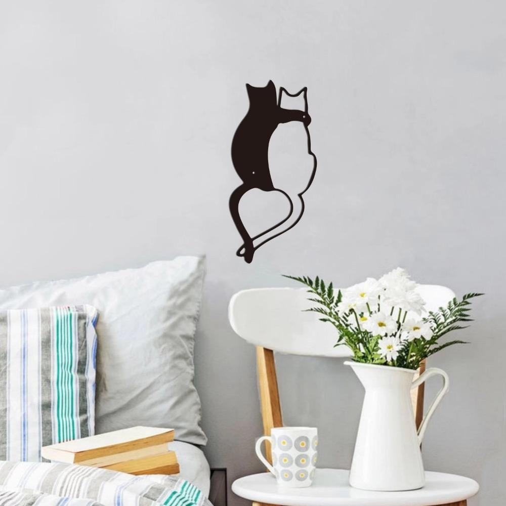 1pc Intricate Black Metal Wall Decor Cute Cat with Heart-Shaped Tail Perfect for Cat Lovers Stylish Room & Home Decor