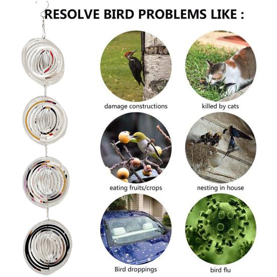 Металлический отражатель для птиц, вертушка для ветра, высокосветоотражающий садовый светоотражающий двусторонний для использования в помещении и на открытом воздухе для двора, фермы, подвесной