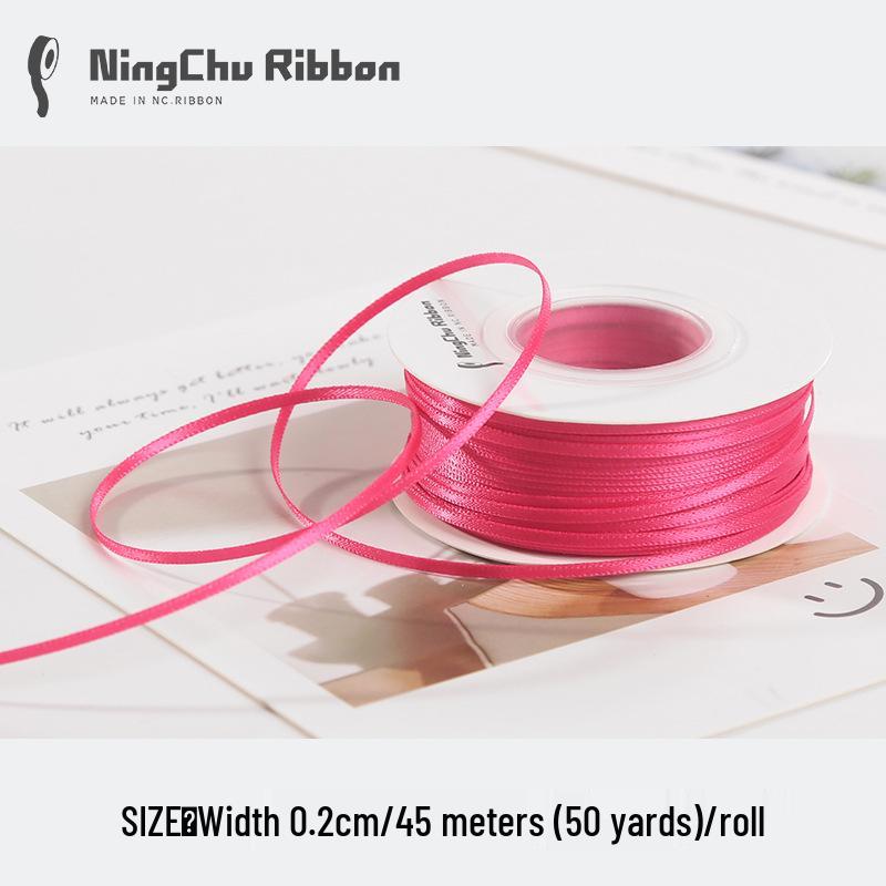 Двусторонняя атласная лента 2 мм для закладки, свадебных бантов и подарочной упаковки