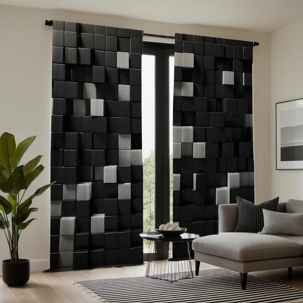 2 шт. HD цифровой черно-белый стерео деревянный блок занавески украшение дома стиль украшения гостиной спальни штанга занавески