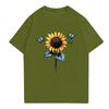 Women's Fashion Round Neck Short Sleeve T-Shirt Sunflower Printed Casual Top
