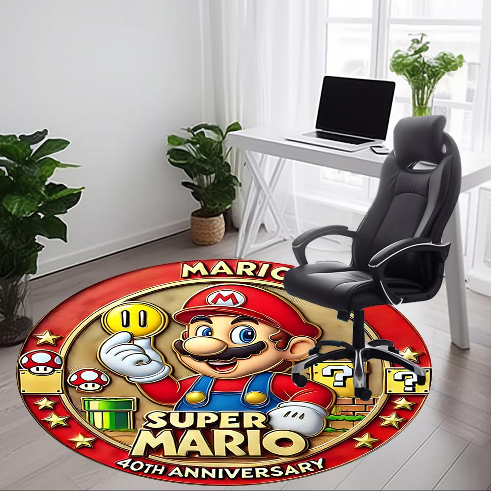 1pc Mario Office Round Area Rug, Under Office Chairs Bedroom Living Room Home Decor, Room Decoa1016194