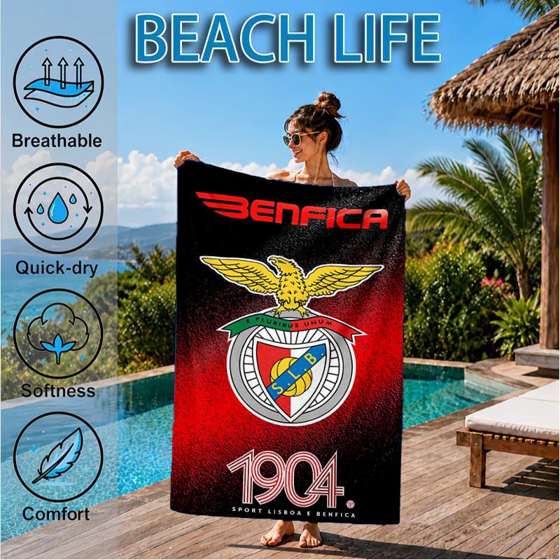 Ben Football Crest Printed Microfiber Beach Towel, Soft And Absorbent, Quick-Dry, Ideal for Summer Travel, Beach Essential, Swimming Pool