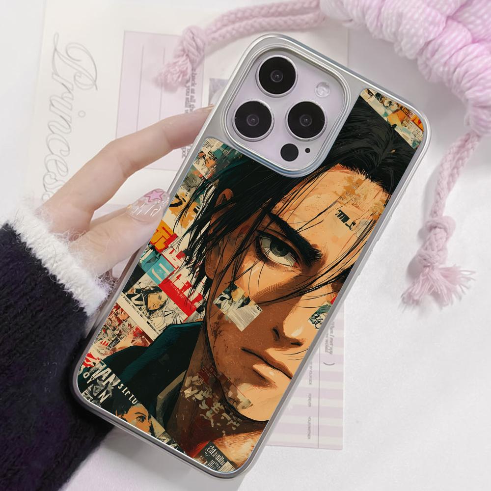 Серебряное покрытие чехол для мобильного телефона AOT Эрен Йегер для iPhone 17 16 15 14 13 12 11 Air Pro Max Plus Цветная крышка