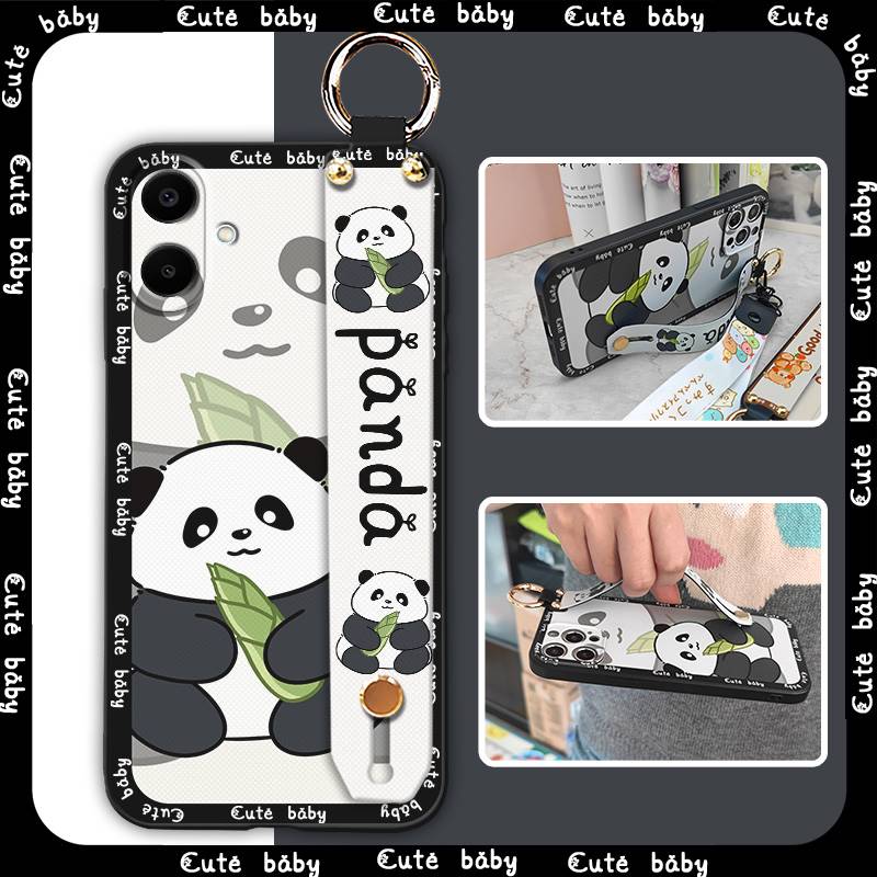 Anti-knock Wristband Phone Case For Samsung Galaxy A07 Fashion Design Wrist Strap Durable Shockproof Soft Case Cartoon