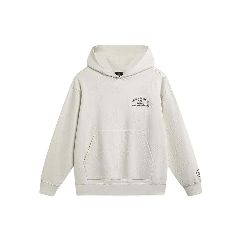 Li Ning Loose Pullover Hoodie With Letter Print Men Tops Gray AWDU017-2