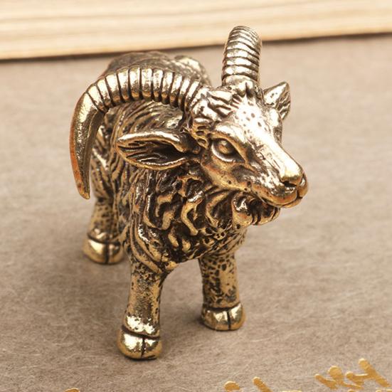 Латунная статуэтка козла, мини-статуэтка козла, коллекционная ретро-скульптура животного для домашнего офиса, кабинета, стола, декора