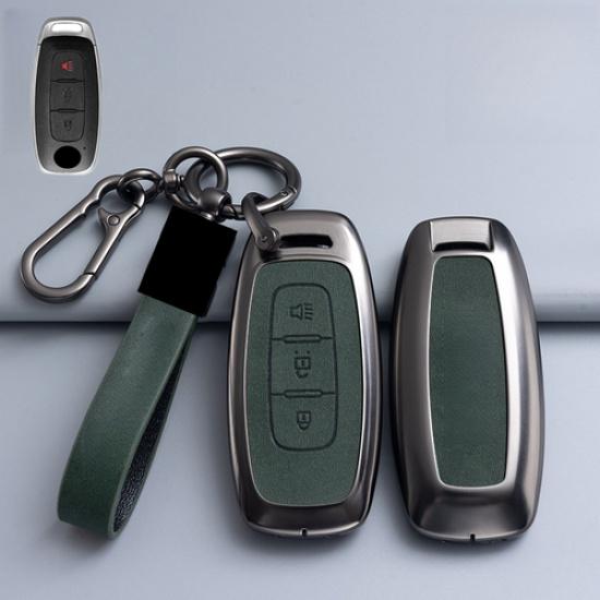 Zinc Alloy Leather Car Key Fob Case Cover Bag For Nissan Rogue Pathfinde Ariya