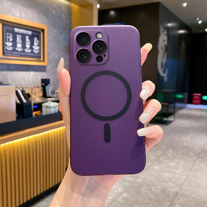 Однотонный матовый прозрачный магнитный чехол для iPhone 16 Pro Max 15 Pro 14 Plus 13 12 11 PC защитный чехол для линзы телефона