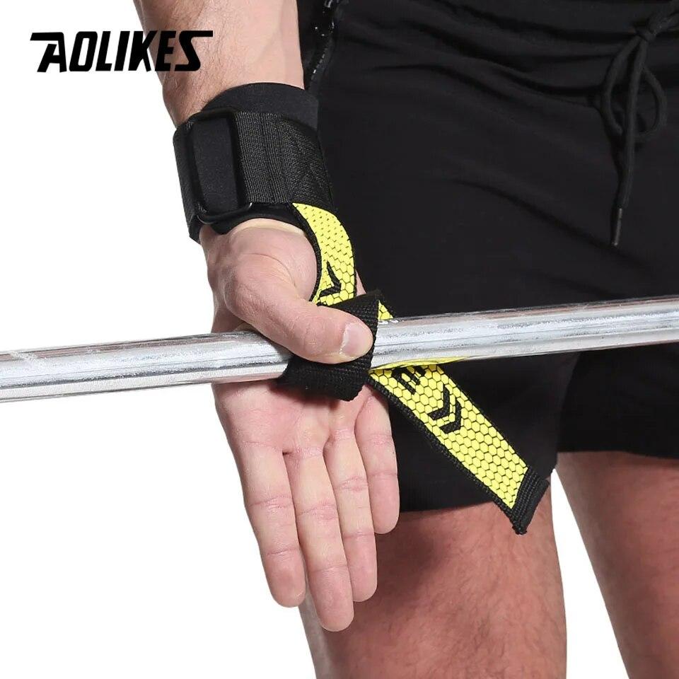 AOLIKES 1 Pair Weightlifting Straps Anti-Slip Silicone Lifting Wrist Straps Strength Training Crossfit Hand Grips Wrist Support 1