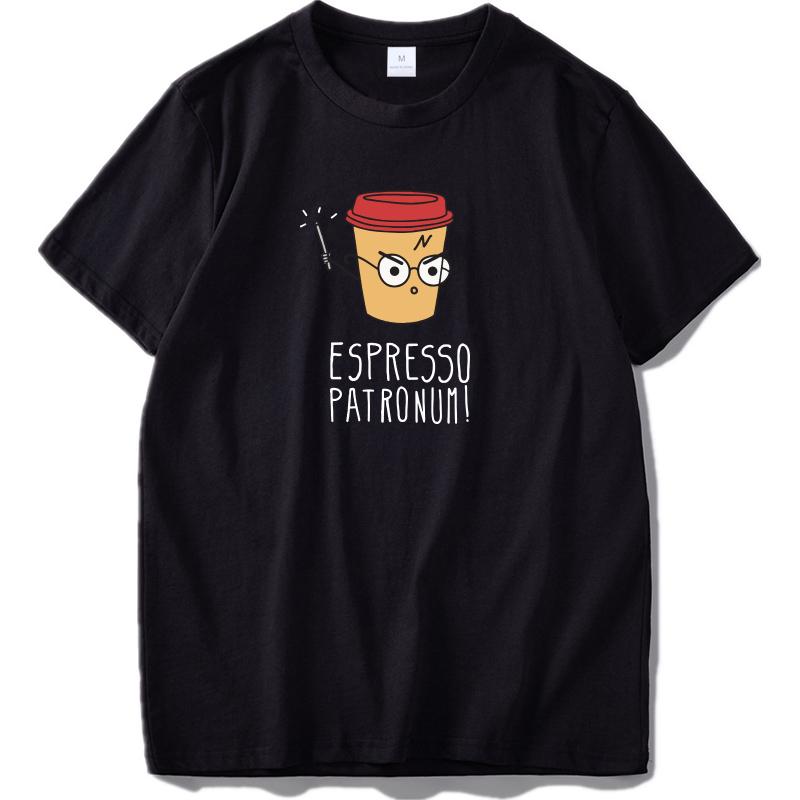 Eu Size Espresso Patronum T Shirt Coffee Joke Humor Cotton Printed Tee Black Spring Summer High
