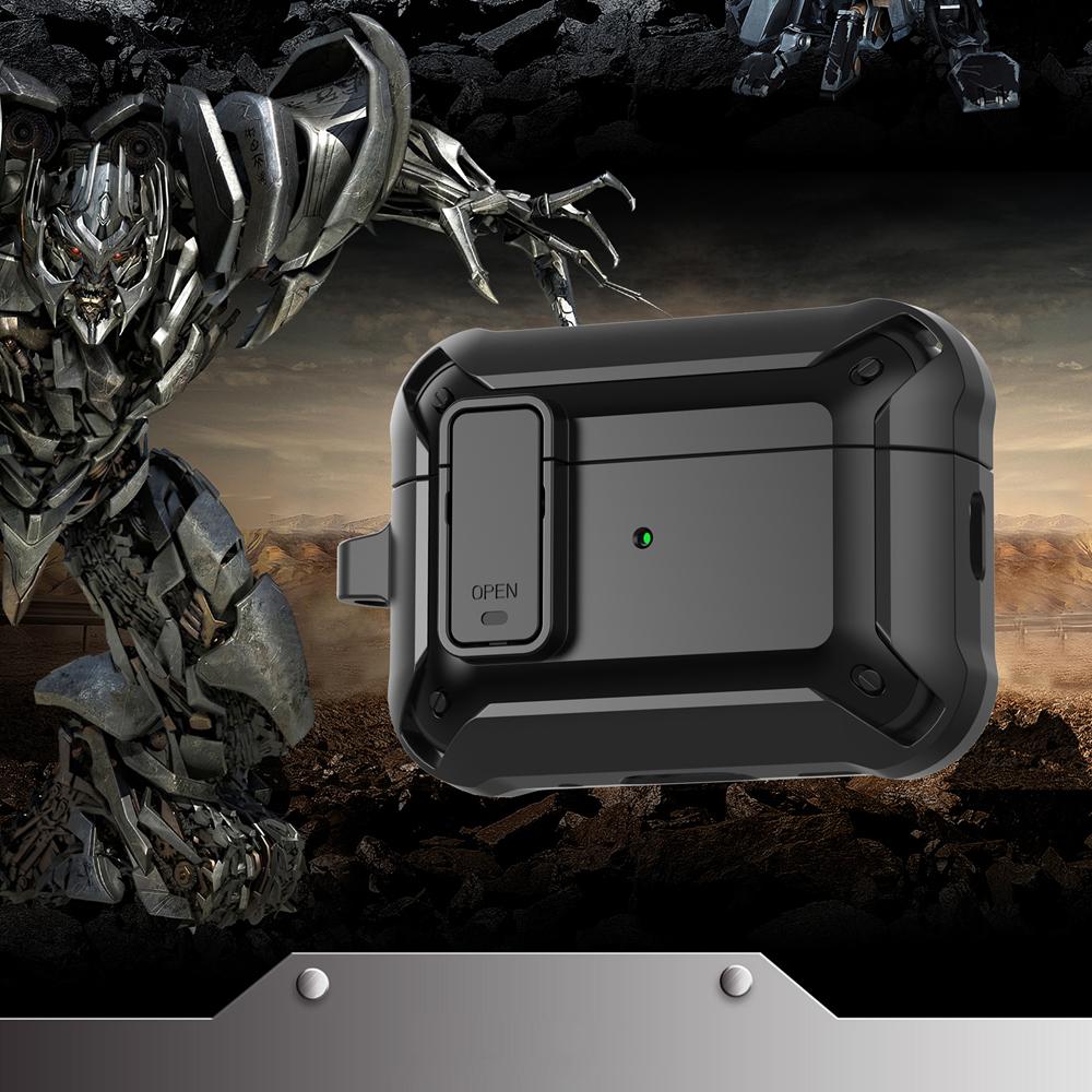 KEYSION Чехол для Bluetooth-наушников для AirPods Pro 3 Мягкий силикон+ПК Ударопрочная задняя крышка с замком-переключателем Карабин для альпинизма