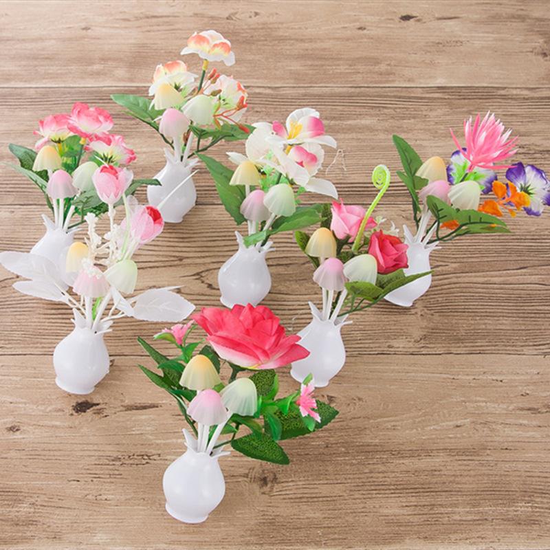 Wall Lamp Home Mushroom Night Lights Induction Luminous Mushroom Lamp US Plug 7 Color Night Light Led Night Lights  Accessories