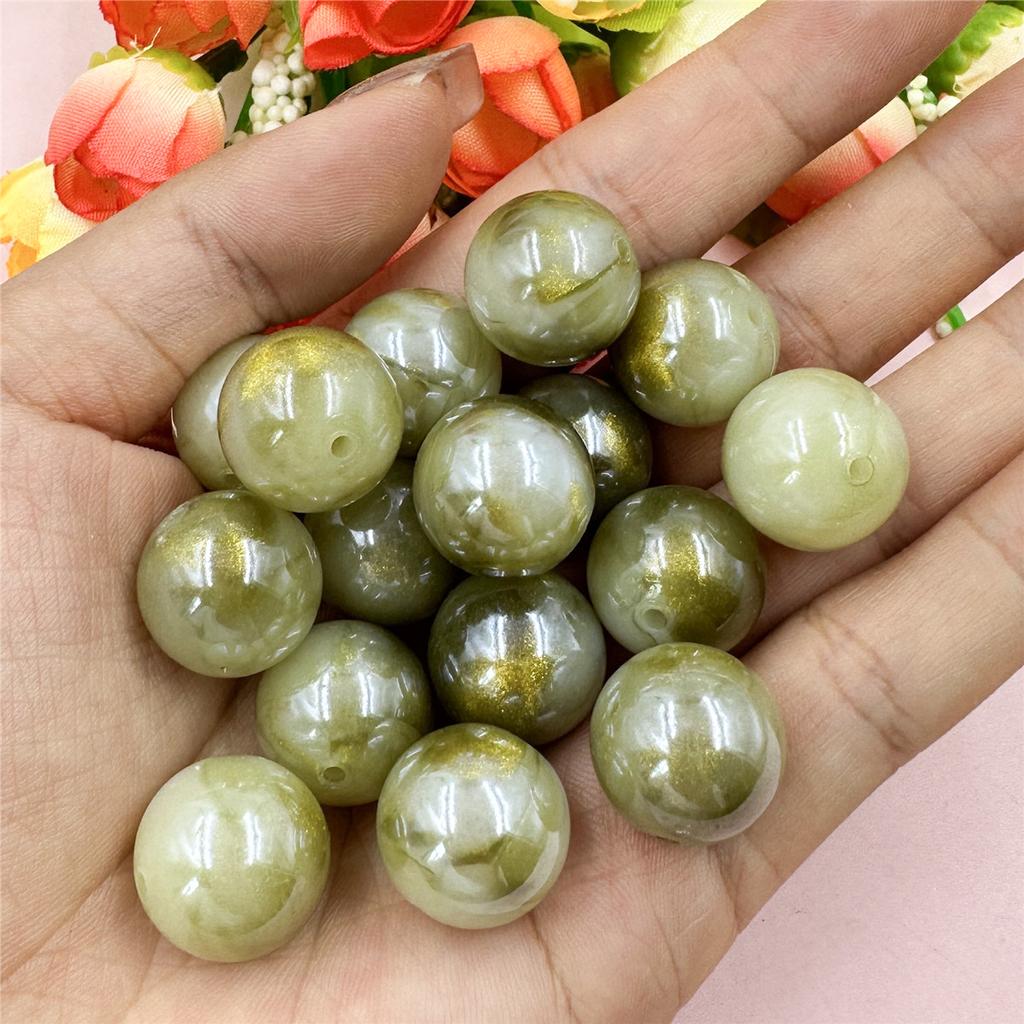 Высококачественные круглые 20 шт. материалы из бисера для изготовления браслетов и сережек акриловые ювелирные изделия глазурованный золотой порошок DIY ювелирные аксессуары свободные бусины 16 мм