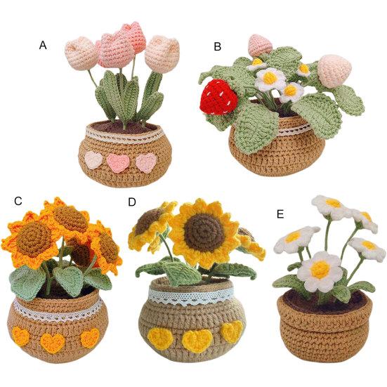 1 Set Vibrant Color Simulation Flower Creative DIY Crochet Kit Tulip Potted Crochet Material Bag