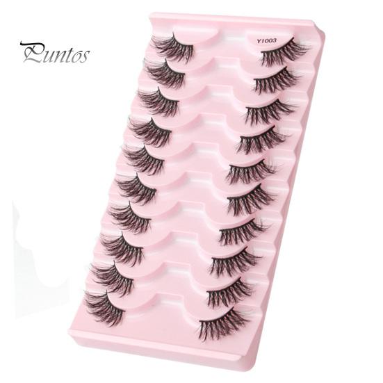 Handmade 10 Pairs Half Fake Lashes Natural Curl Wispy Thick 3D Effect Removable Extension Simulated Eyelash Planting Reusable Women Artificial