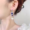 Ювелирные изделия Серьги с высоким чувством Вставные серьги с имитацией королевского синего жемчуга Серьги с имитацией натурального жемчуга Серебряная игла