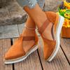 2024 Hot Sale Women's Shoes Closed Toe Women's Sandals New Round Toe Casual Sandals Women High Quality Solid Wedge Single Shoes
