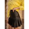 Women's Clothing Skirt Pleated Mini Faux Leather Skirt