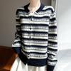 Autumn And Winter New Fair Island Wool Sweater Women'S Retro Jacquard Knitted Sweater Loose Thick Sweater Wear Women'S Cardigan