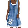 Весенне-летнее новое женское повседневное платье большого размера без рукавов с принтом