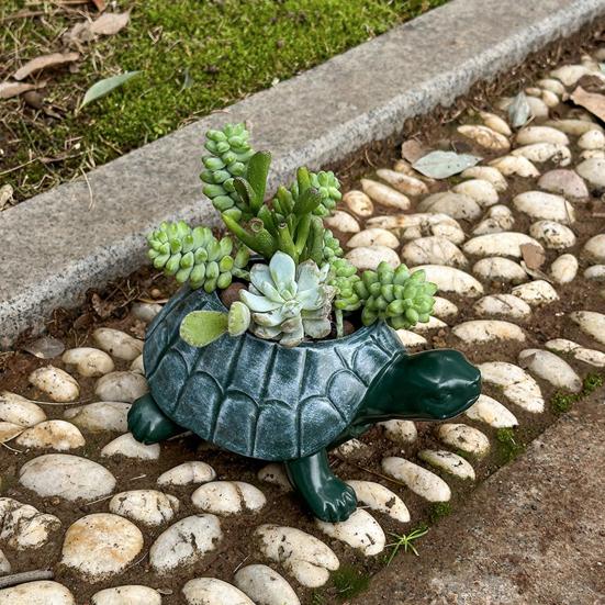 Turtle Succulents Planter Resin Animal Flower Pot Tabletop Decoration Turtle Statue Planter for Garden Home Indoor Outdoor Use