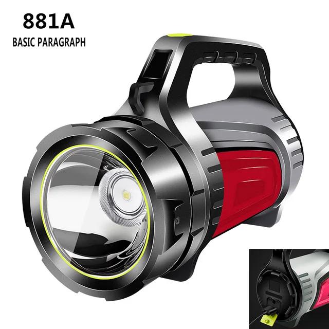 Super Bright USB Rechargeable Searchlight LED Flashlight Waterproof Ultra-Long Range Hand lamp Outdoor Hunting Fishing Light