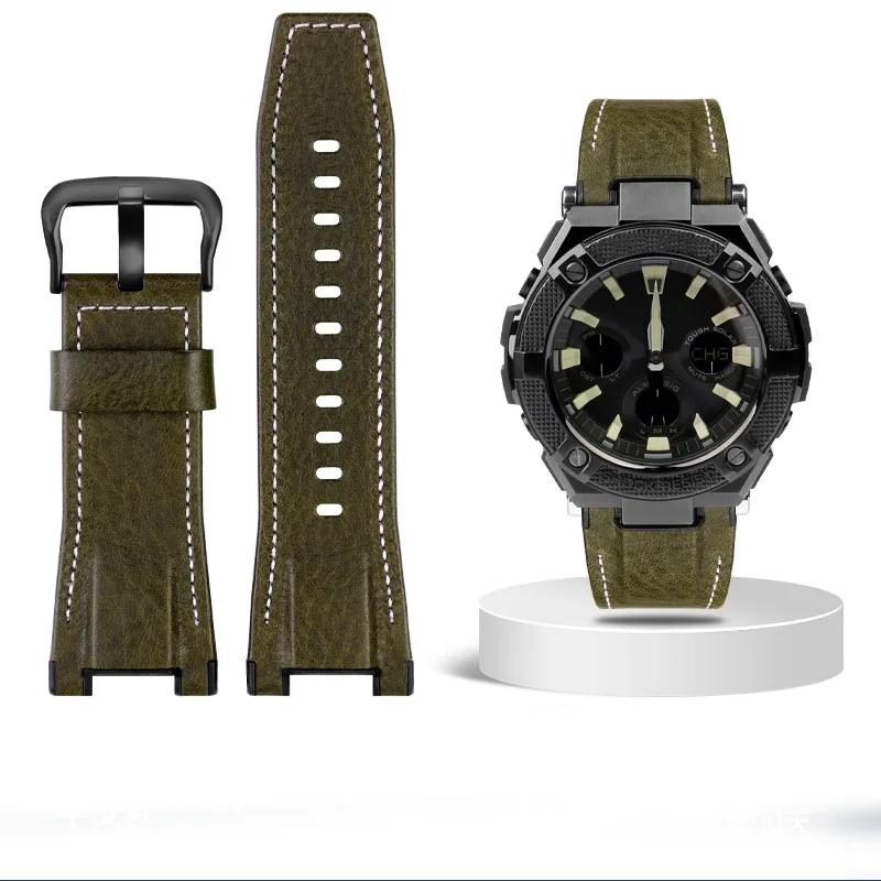 Ремешок для часов Casio GST-S100G / S110 / S130L / W100G / W110 / 210B / 400G / 410 / Браслет 26*14 мм Мужской кожаный ремешок