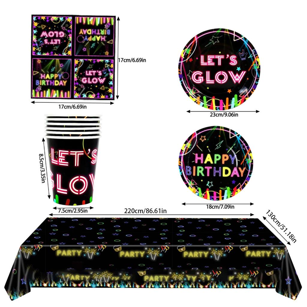 Disposable Tableware for Creative Themed Parties Plates/Cups/Napkin/Tablecloth Handmade Glowing Themed Dinnerwares