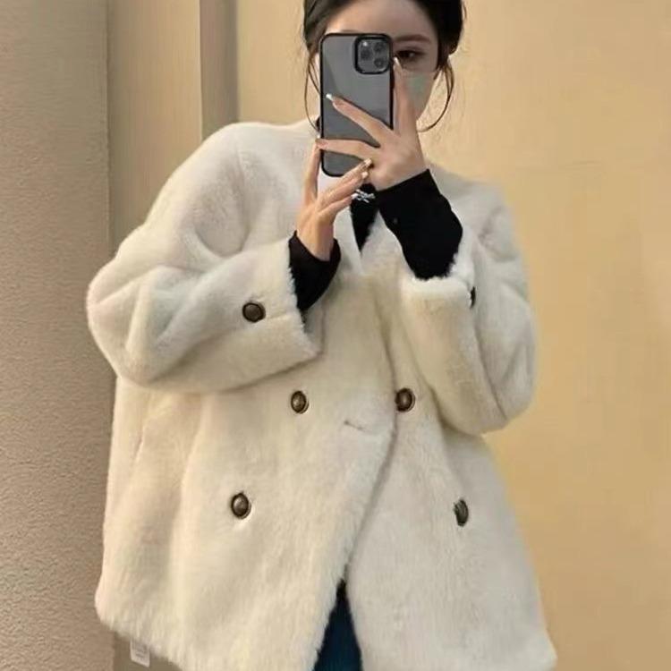 New Fur Coat Women Mink Long Plush Short Mink Top 2023 Winter