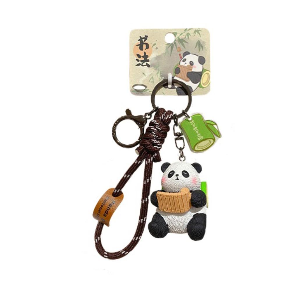 Creative Cartoon Panda Keychain Kawaii Bag Hanging Panda Pendant Ornaments Chinese Style Car Key Ring Gifts