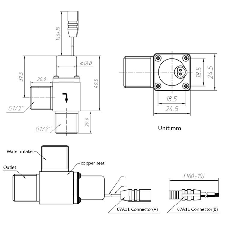 DC 4.5V 1/2" Электрический соленоид для клапана Латунный соленоид для клапана Поток воды