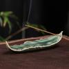 Celadon Feather Ceramic Incense Stick and Cone Holder for Zen Meditation Home Decor Aromatherapy Gift