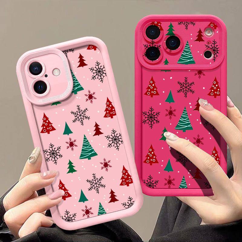 Merry Christmas Print Case For iPhone 17 Air 16 15 14 13 12 Pro Max 16 17 Pro 16e 11 Shockproof Solid Color Silicone Phone Cover Cases
