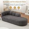 Modern Chenille Chaise Longue with Wavy Backrest in Anthracite Gray, Soft Upholstered Lounge Chair without Armrests for Living Room, Bedroom