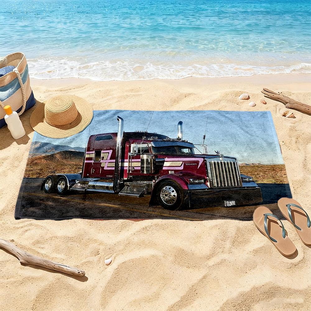 Kw Heavy Trucks Beach Towel Quickdry Soft Microfiber Comfortable Lightweight Suitable For Swimming Gym Camping Yoga Vacation