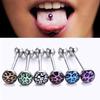 6Pcs Mixed Leopard Ball Barbell Bar Tongue Ring Stainless Steel Body Jewelry