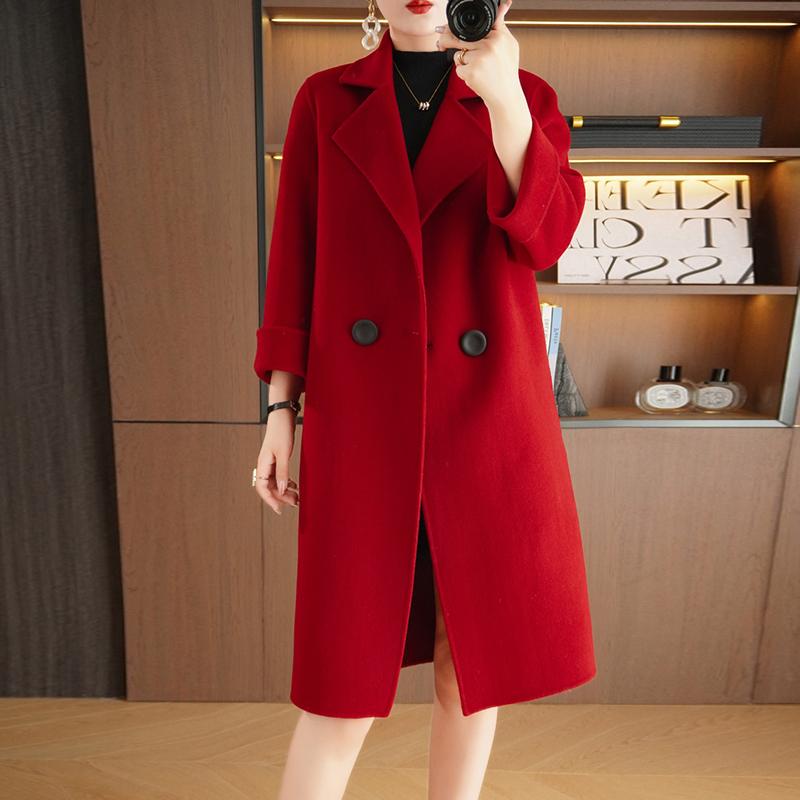 Женское пальто из 100% шерсти TIDENOVEL Осеннее шерстяное длинное пальто Ручной работы Пальто-бушлат Зимняя теплая шерстяная длинная куртка Пальто