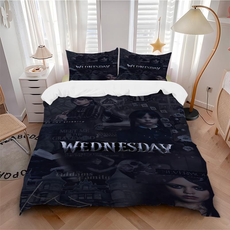 3pcs Wednesday Addams Duvet Cover Set, Includes 1 Duvet Cover and 1/2 Pillowcases (No Insert) yy251104250