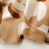 Khaki Camellia Silk and Cotton Scarf: Warm Autumn/Winter Shawl for Women