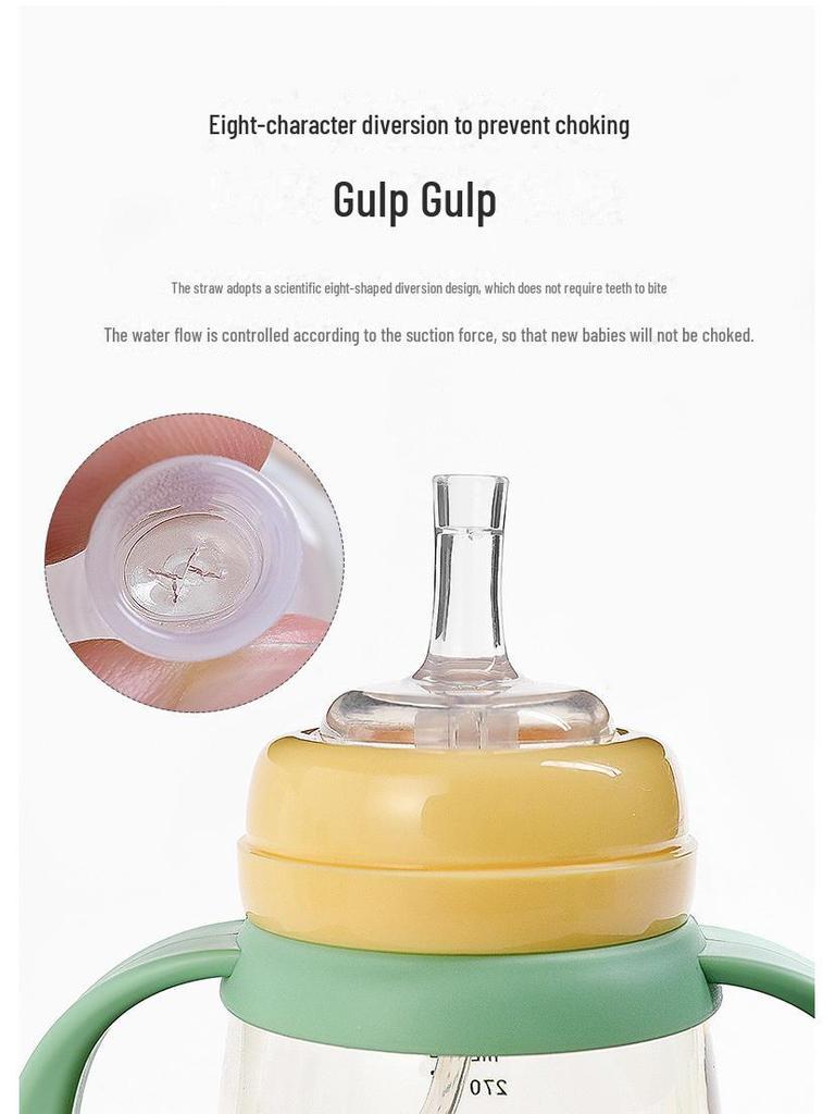 Стакан для воды Babixiang PPSU широкого калибра для детей 1-3 лет, с мультяшным дизайном, с двойной ручкой, с защитой от падения