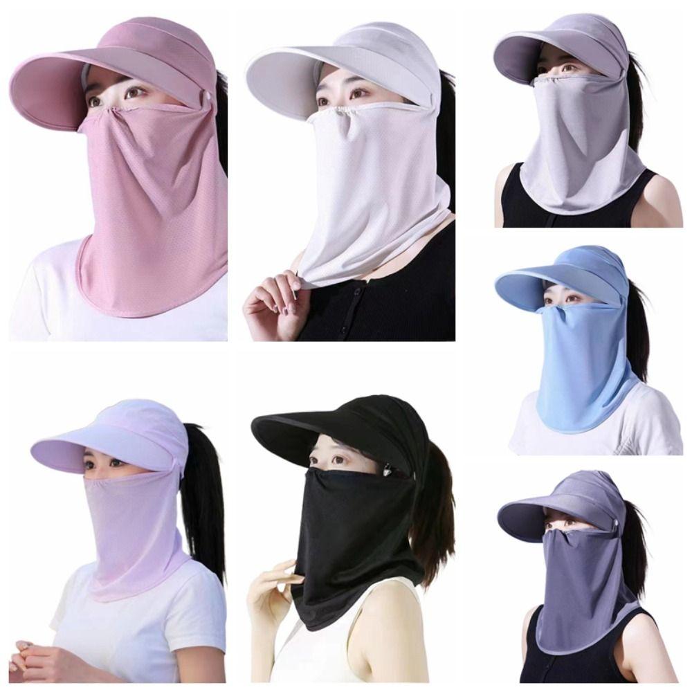 Face Protection Women Sun Hat Wide Brim Face Cover Hat Portable Empty Top Hat Summer