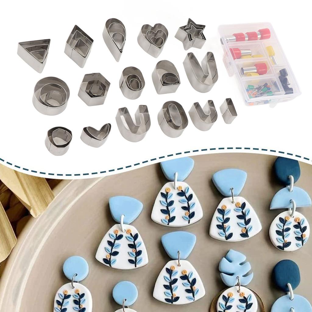 clay cutters set 126 pcs with earring hooks for jewelry making