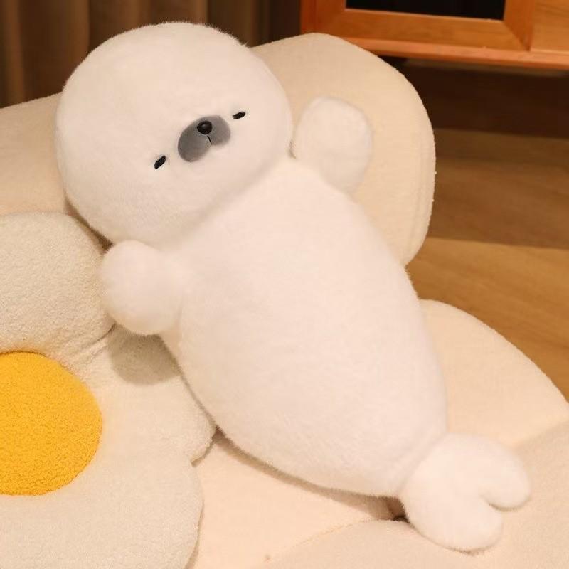 Cute Animal Plush Seal Cushion With Hat And Fish Design For Kids Sleep And Play