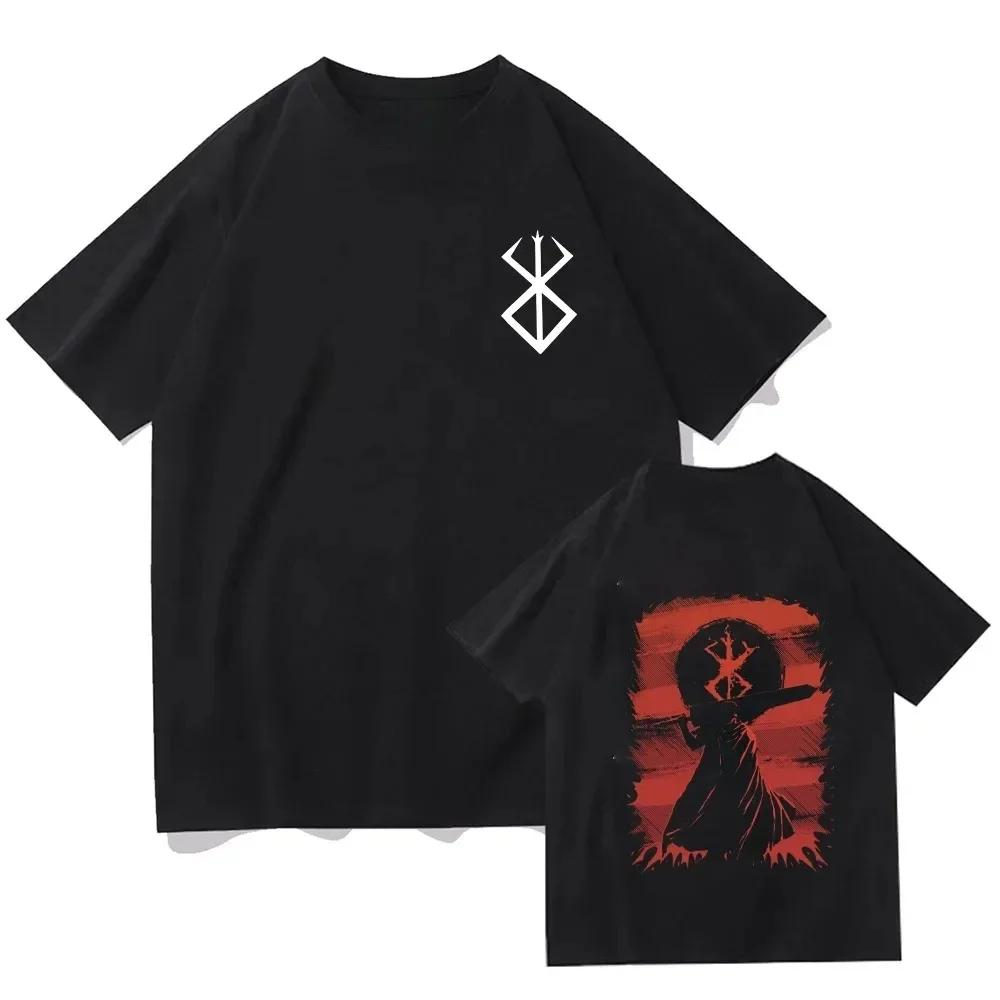 Футболки Берсерк Футболка Гатс Смешная Мужская Крутая Футболка с Графикой Манги Японское Аниме Женская Хлопковая Манга Хип-Хоп Топы Футболки 71829