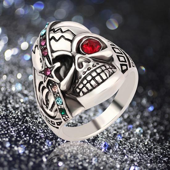 Унисекс в стиле панк, череп, звезда, инкрустированные стразами, подарочное кольцо для любовника, ювелирные изделия