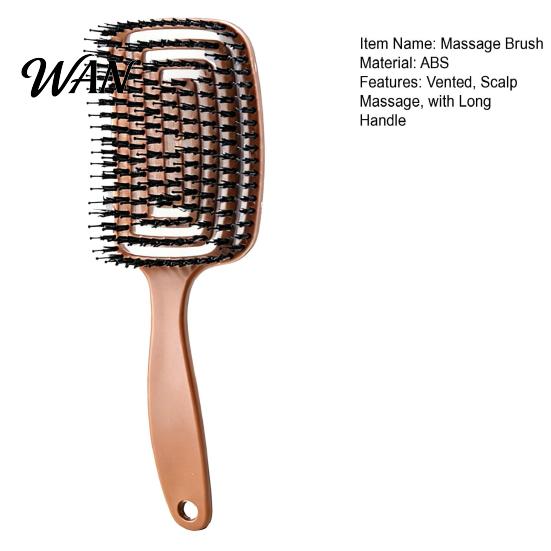 Long Hair Comb Boar Bristles Vented Paddle Brush, Scalp Massage with Smooth Handle, Blow Drying Styling Detangling Brush for Men Women Gentle