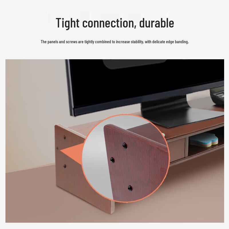 Beifang Dual-Layer Bamboo Monitor & Laptop Riser with Storage Drawer
