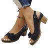 Large size flower high-heeled sandals women's 25 new European and American fashion casual buckle with solid color Roman sandals